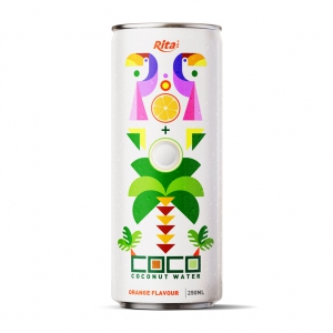 coconut water with orange flavour 250ml canned